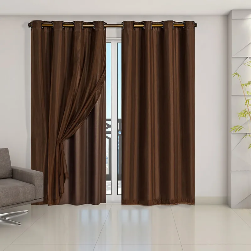 Cortina Blackout PVC com Tecido Voil 2,80 m x 2,30 m Tabaco