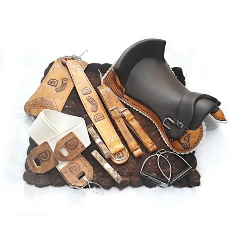 Montaria Sela Freio Ouro Cavalo Laço Comprido Jm03
