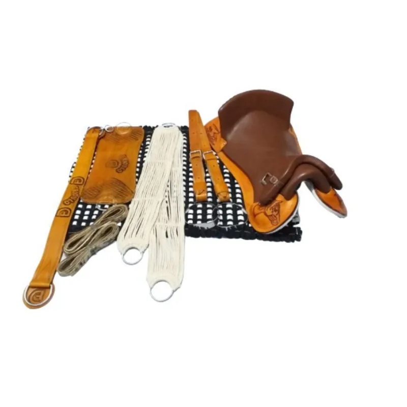 Montaria Kit 10x Peças Sela Bordada Amarela E Bacheiro