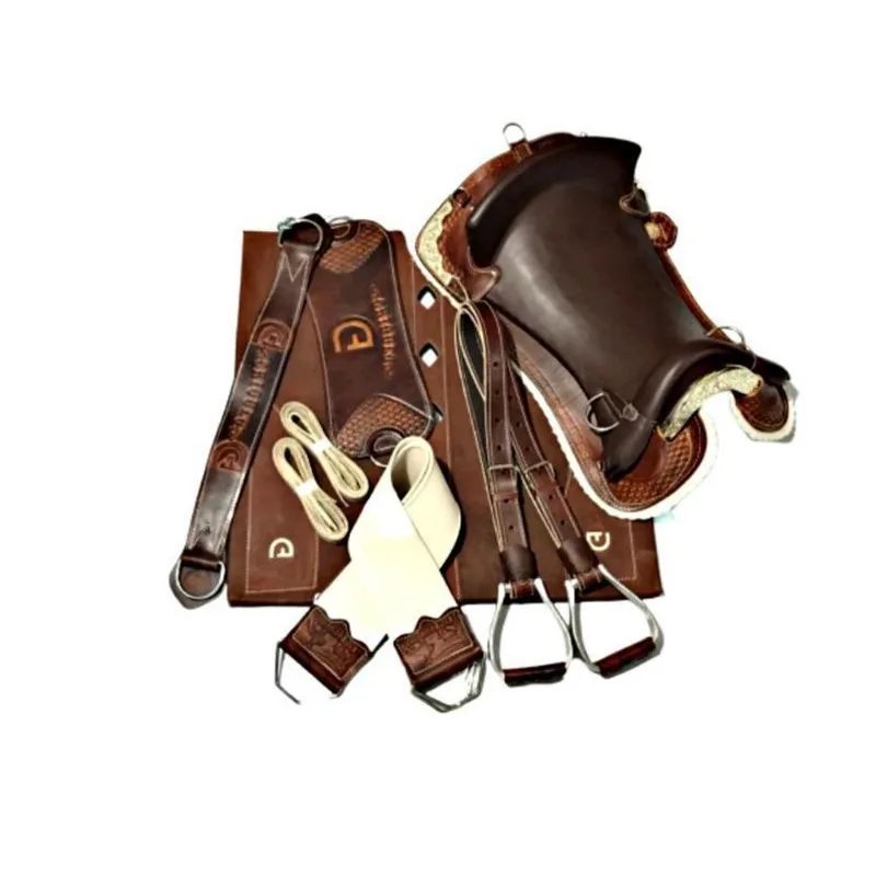 Kit 10x Peças Montaria Sela Freio De Ouro Chapeada Marrom