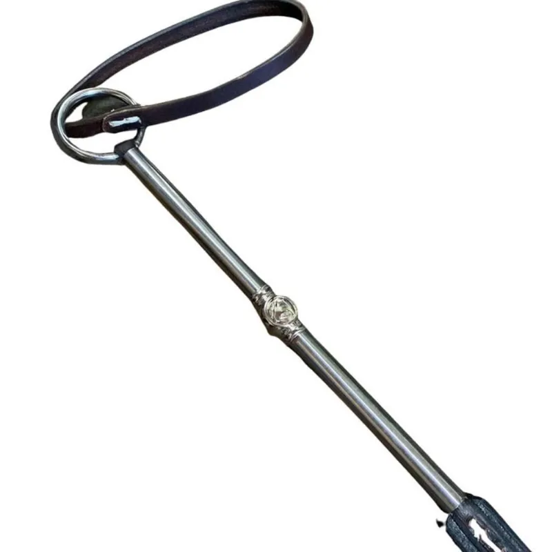 Mango Tala 100% Couro Desenho Argola Cavalo Inox Mole Marrom