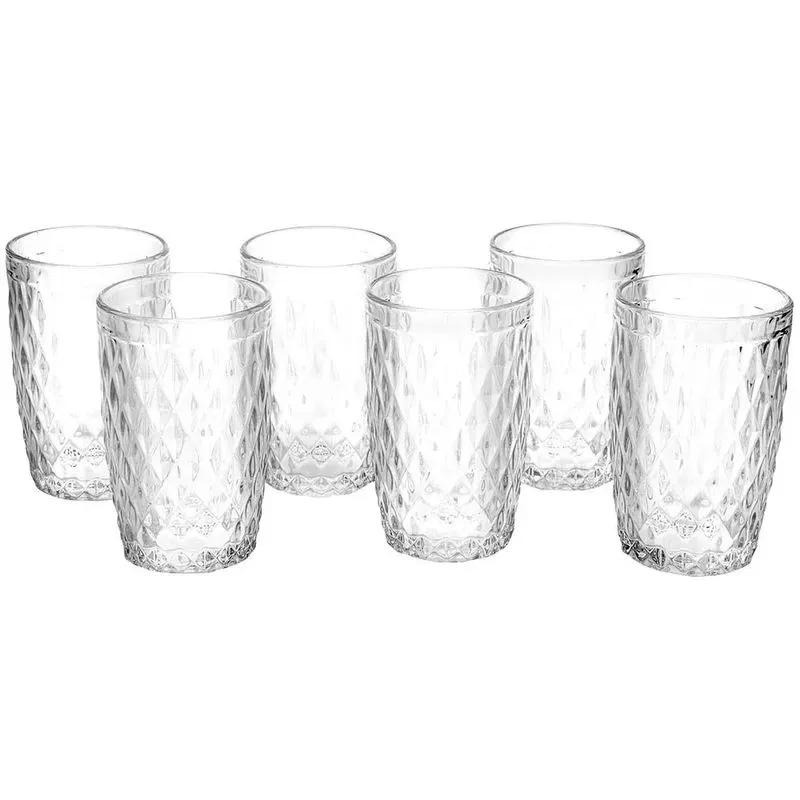 Copos de Vidro Conjunto 6 Peças Bico de Abacaxi Transparente 360ml - Casambiente