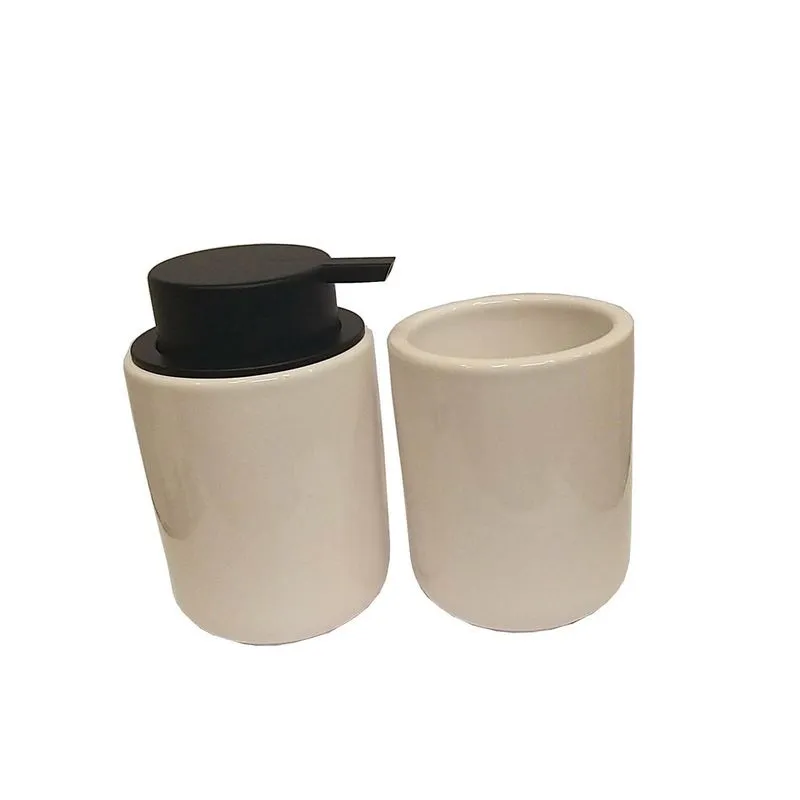 Kit Jogo Dispenser Porta Copo Dolomita Branco
