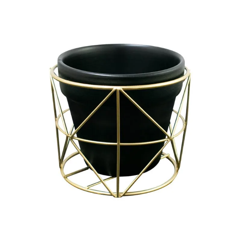 Cachepot Urban Preto E Dourado 11cm - Casambiente Obj034