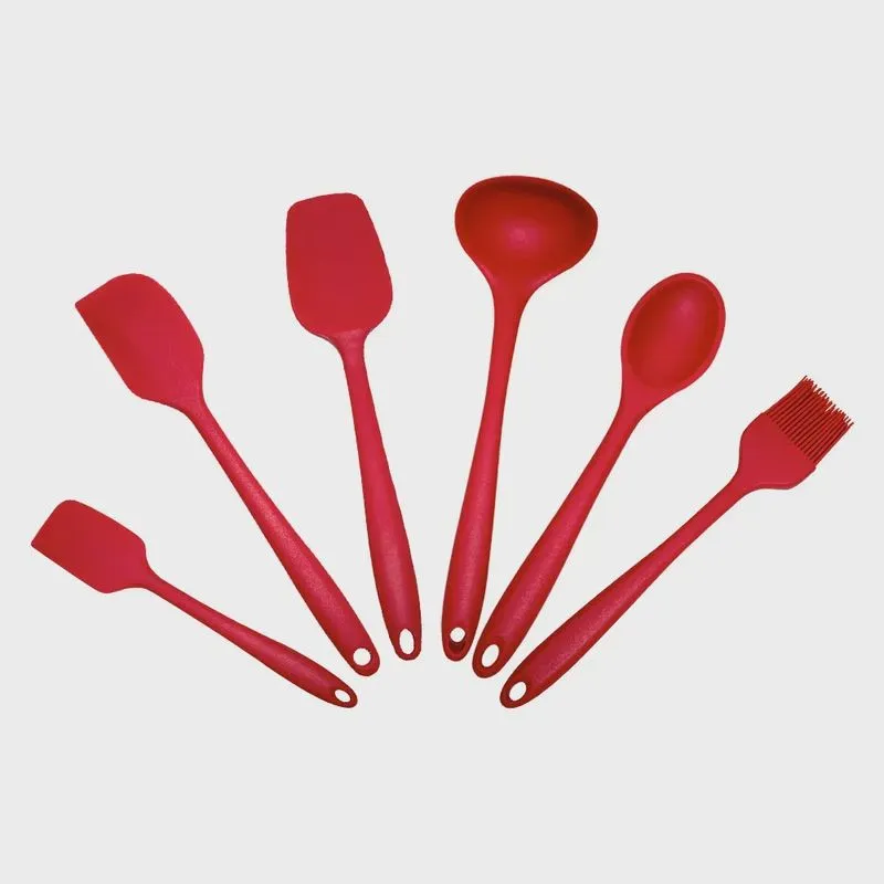 Jogo de Utensílios 6 peças em Silicone Vermelho - Casambiente