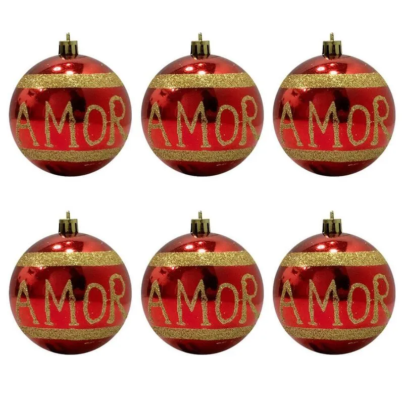 Bolas Natal Vermelhas Saúde 8cm 6 Peças Casambiente
