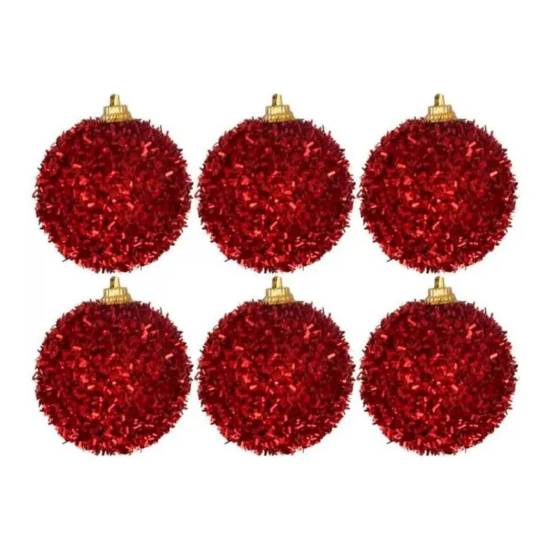 Bolas Natal Vermelhas Glitter 7cm 6 Peças Casambiente