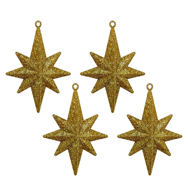 Enfeite Estrela Glitter Casa Ambiente com 4 Unidades