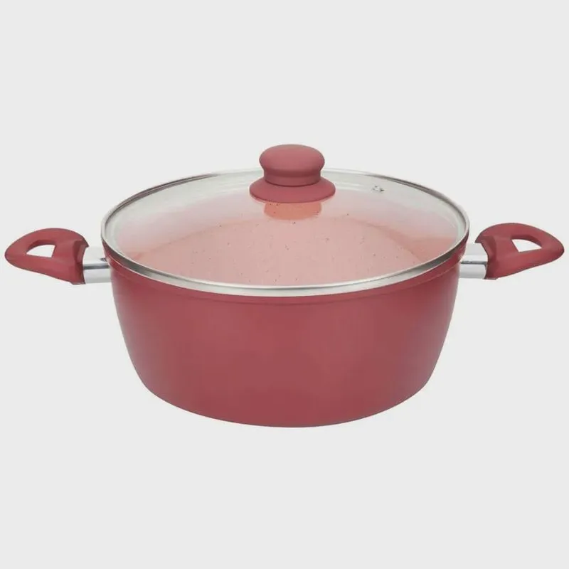 Panela Caçarola de Indução Viena Vinho Revestimento Cerâmica 24cm - Casambiente AL141