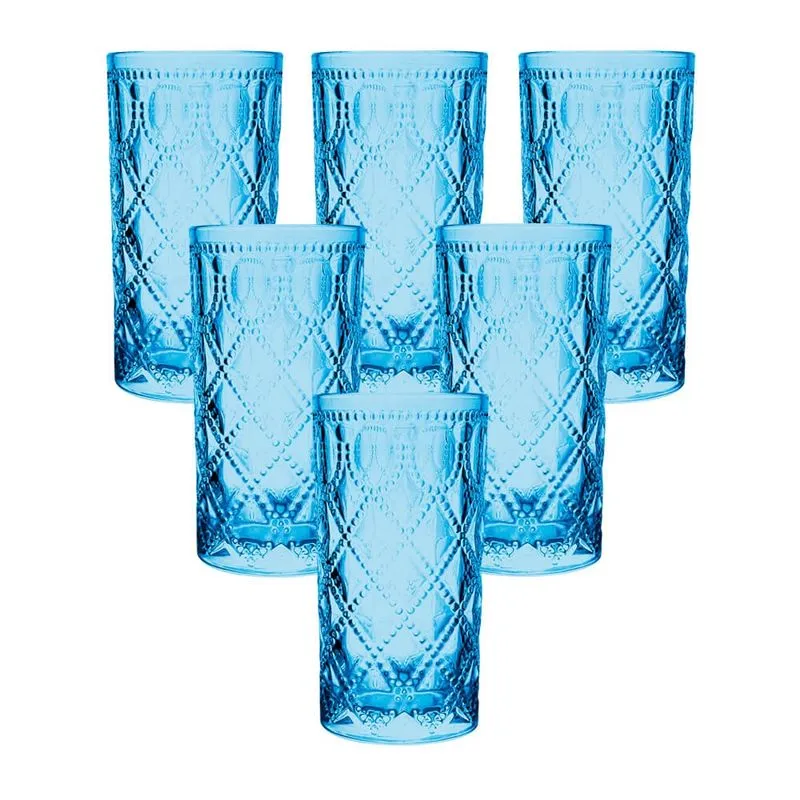 Jogo de Copos de Vidro Royal Azul 380ml - Casambiente