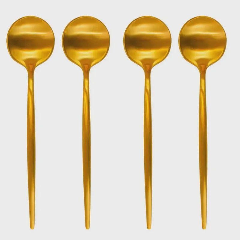 Jogo de Colheres de Mesa Inox Dourado Lady 4 peças - Casambiente