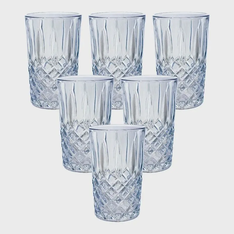 Jogo de Copos de Vidro Lumini Azul Espelhado 380ml - Casambiente