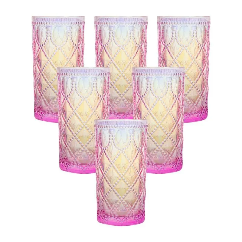 Jogo de Copos de Vidro Royal Rosa Furta-cor 380ml - Casambiente