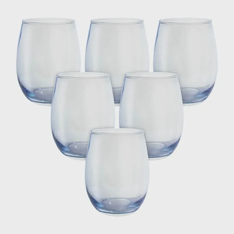 Jogo de Copos de Vidro Ball Azul Espelhado 580ml - Casambiente