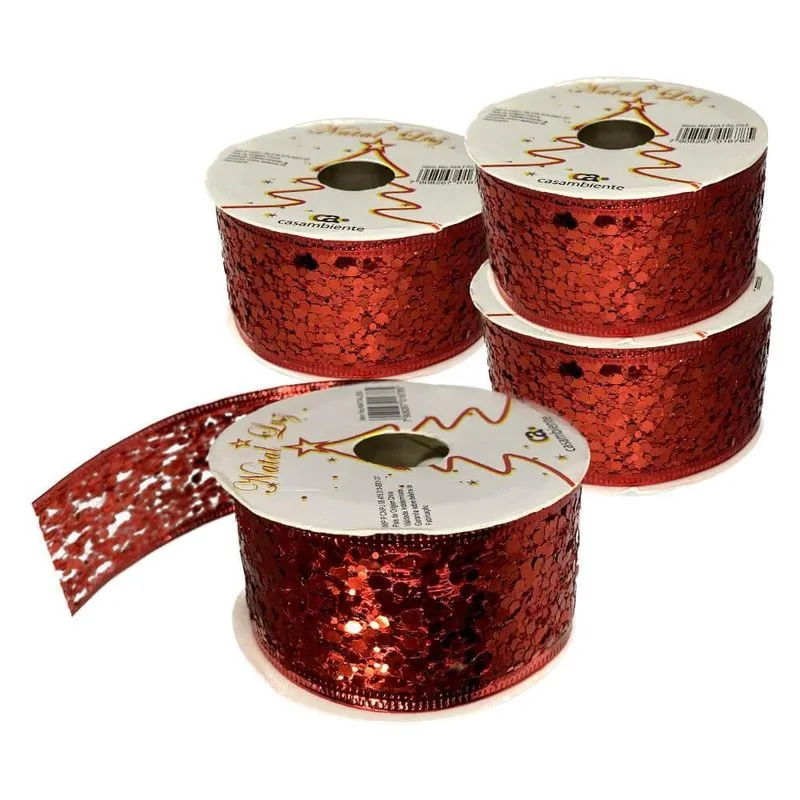 Kit 4 Rolos Fita Juta Vermelha 2,7m X 3,8cm Casambiente
