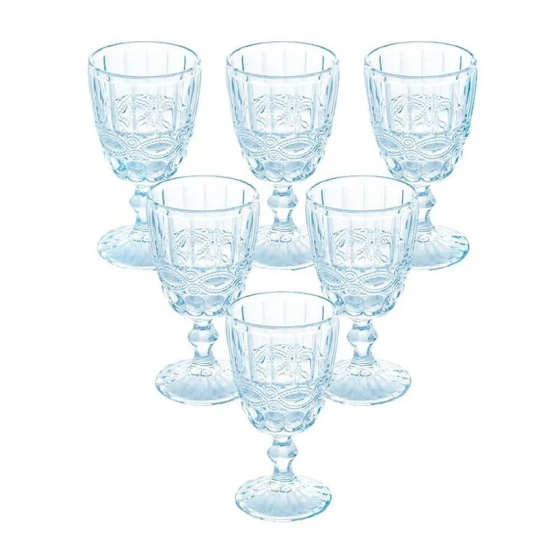 Conjunto deTaças de Vidro 360ml 6 peças Madrid Azul Claro – Casambiente