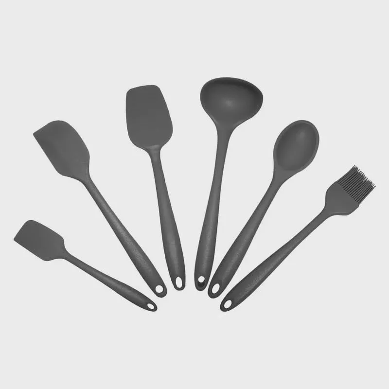 Jogo de Utensílios 6 peças em Silicone Cinza - Casambiente