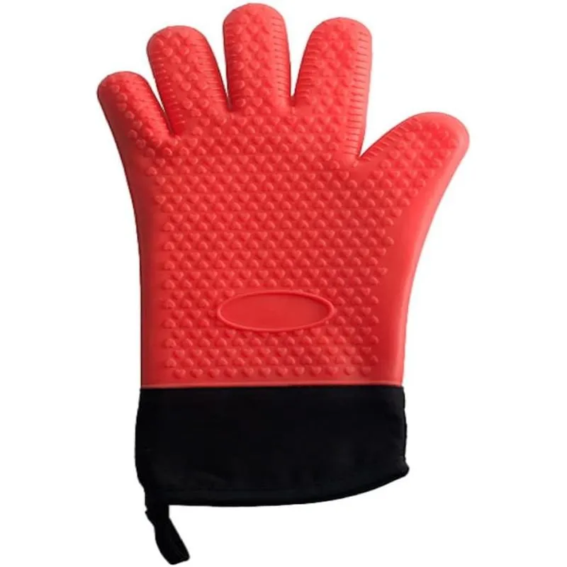 Luvas de Forno de Silicone Com Dedos Resistentes ao Calor Vermelho Casambiente
