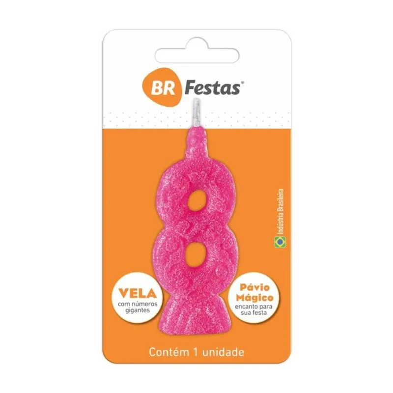 VELA BR FESTAS SUPER N°8 ROSA