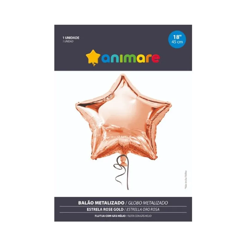 Balão BR Festas Estrela Rose Gold BALAO BR FESTAS ESTRELA ROSE GOLD