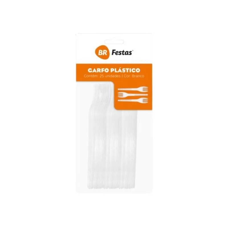 Garfo Plástico BR Festas Sobremesa Branco 10 Unidades GARFO BRANCO PLAST BR FESTAS SOBREMESA C