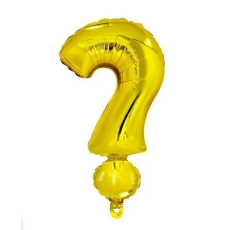 Balão metalizado interrogação - dourado - 40 cm - 1 unidade