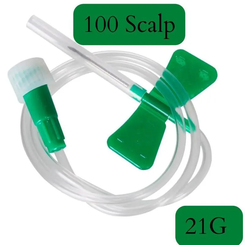 100 Scalp 21g Infusor Intravenoso Pvc Verde - Com Nf
