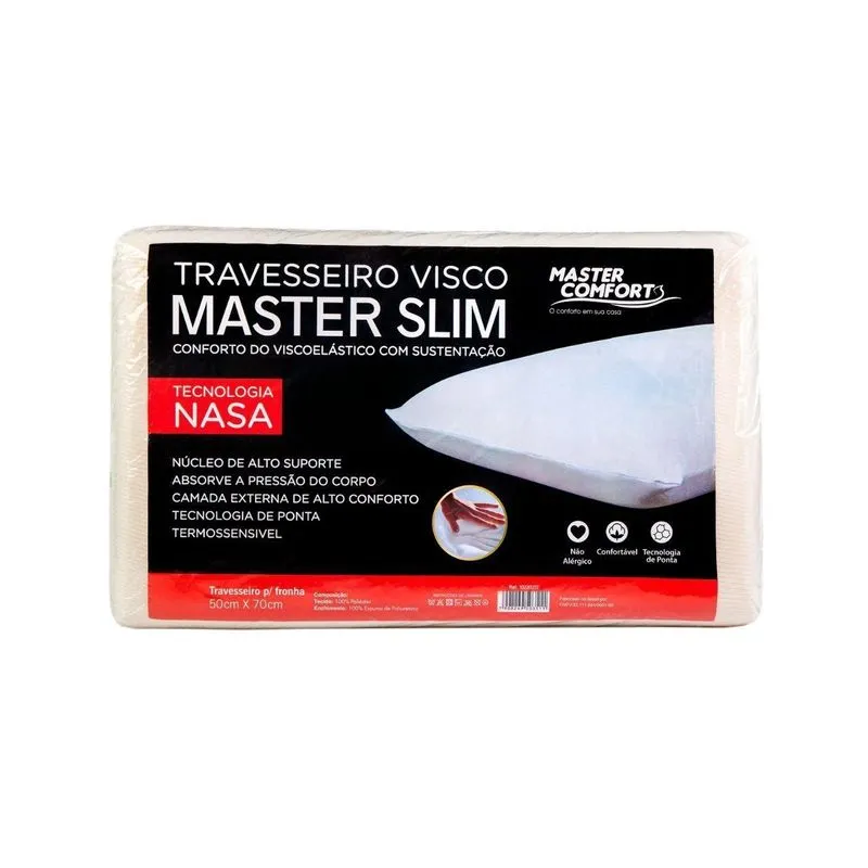 Travesseiro Slim Nasa Master Comfort 35x55x9cm Viscoelástico