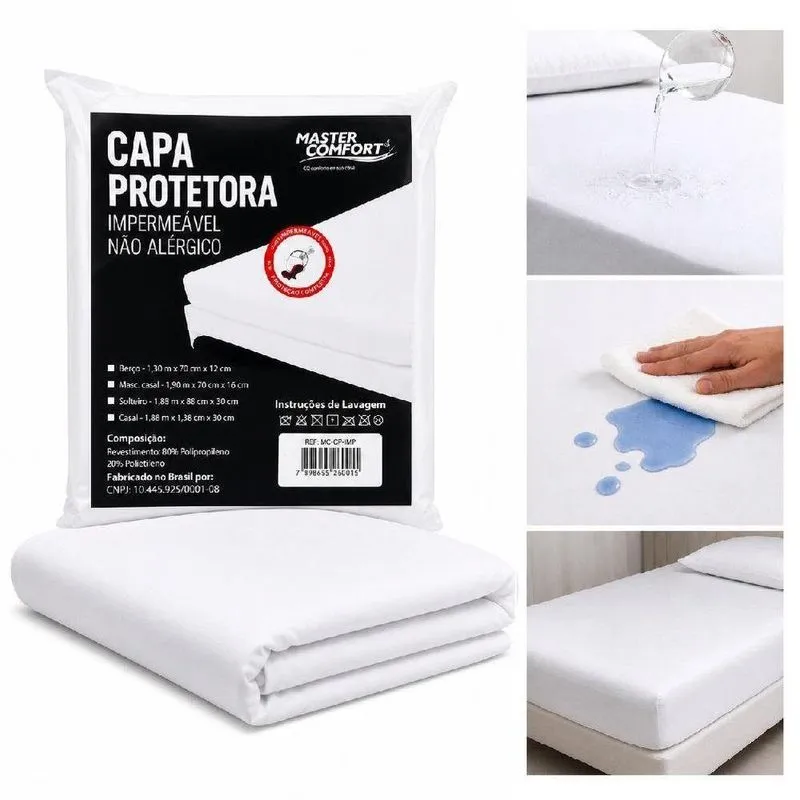 Capa Protetora De Colchão Queen Bem Me Quer Impermeável Antialérgica Branco Yeet