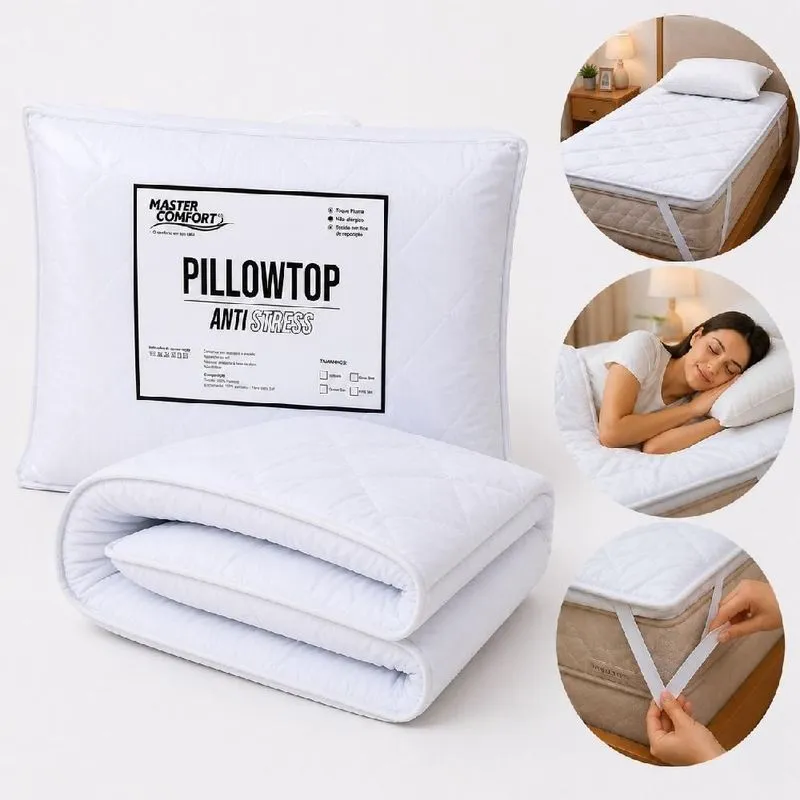 Pillow Top Solteiro Matelado Fios Carbono 188x88x6cm Branco Yeet Pillow Top Solteiro Matelado 188x88x6cm Branco Yeet