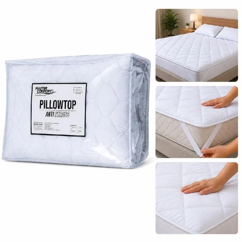 Pillow Top Anti Stress Toque Pluma Fios Carbono 100% Poliéster 1 Peça Branco Yeet