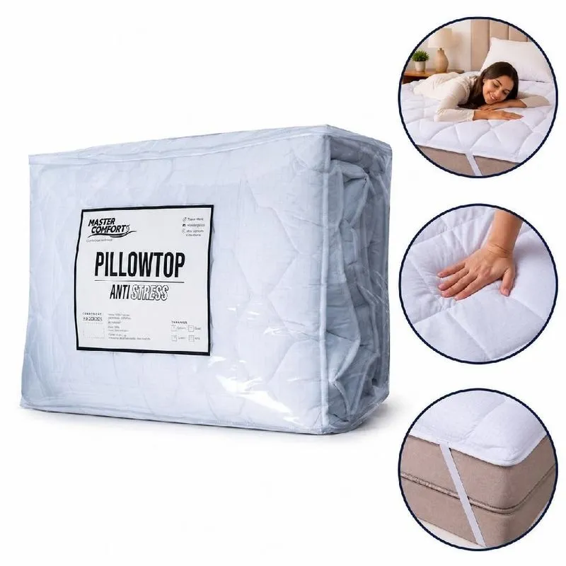 Pillow Top Queen Antistress 600G-M2 Branco com Toque Pluma 1 Peça Yeet 158CM Pillow Top Queen Antistress 600G-M2 Branco 1 Peça Yeet 158CM
