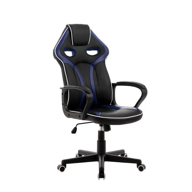 Cadeira Gamer Couro Pu Pel-3017 Preta E Azul - Pelegrin
