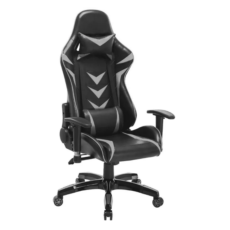 Cadeira Gamer Giratória Reclinável c/ Braço Ajustável Cinza e Preta Arena - at. Home
