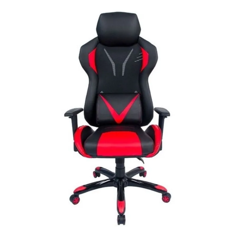Cadeira Gamer Pelegrin Couro Pu Reclinável Preta E Vermelha