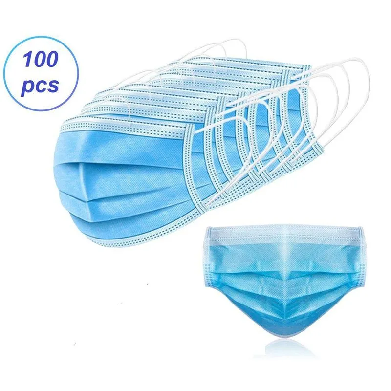 Máscara Descartável Proteção Tripla Com Elástico E Clip Nasal - 100 Unidades