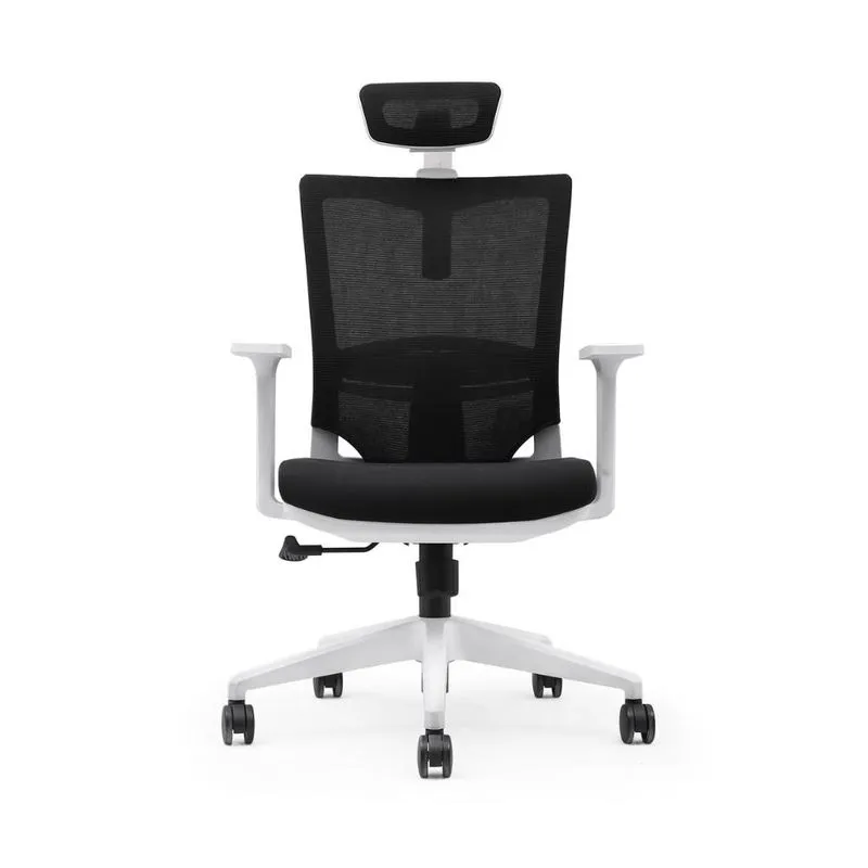 Cadeira Presidente Pelegrin Premium PEL-A105 Branca com Tela Mesh Preta