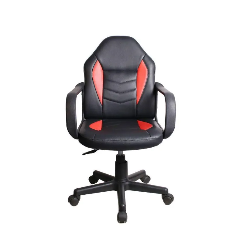 Cadeira Gamer Infantil em Couro pvc Pelegrin PEL-9354 Preto com Vermelho