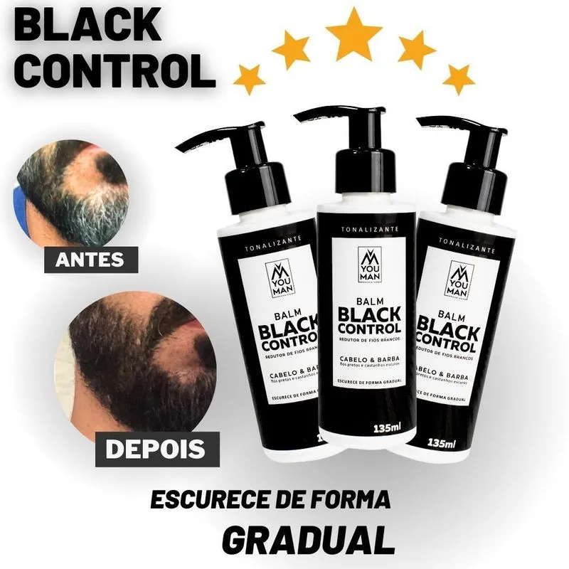 Kit 3x Balm Escurecedor Barba E Cabelo Black Control You Man