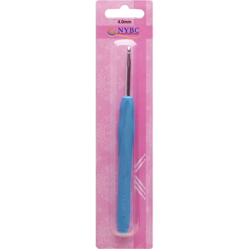 Agulha Para Croche Tam.4,0mm Cabo Silicone Azul