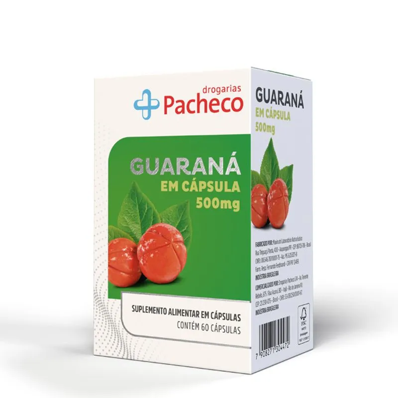Guaraná 500mg Drogaria Pacheco 60 Comprimidos