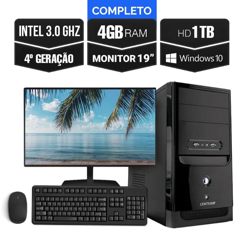 Computador Completo Intel 3.0 4Gb Hd 1Tb + Kit