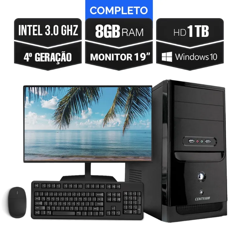 Computador Completo Intel 3.0 8Gb Hd 1Tb + Kit