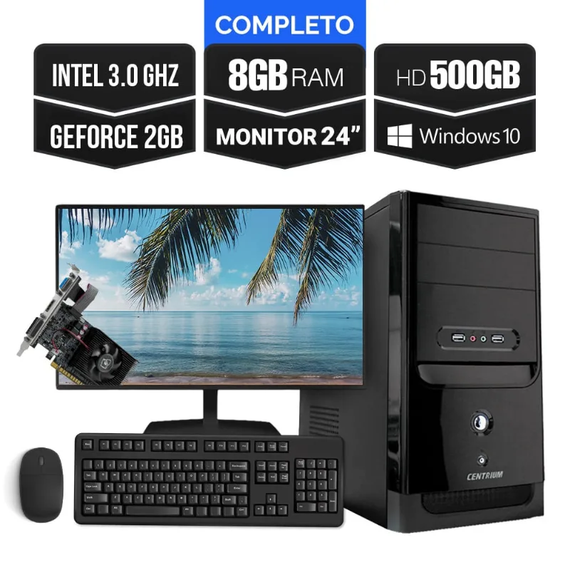 Computador Completo Intel 3.0 8Gb Hd 500Gb GT610 2Gb + Kit