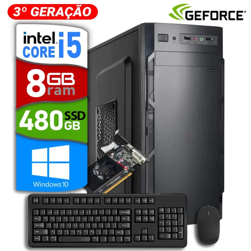 Computador Intel i5 3470 8Gb Ssd 480Gb GT610 2Gb + Kit