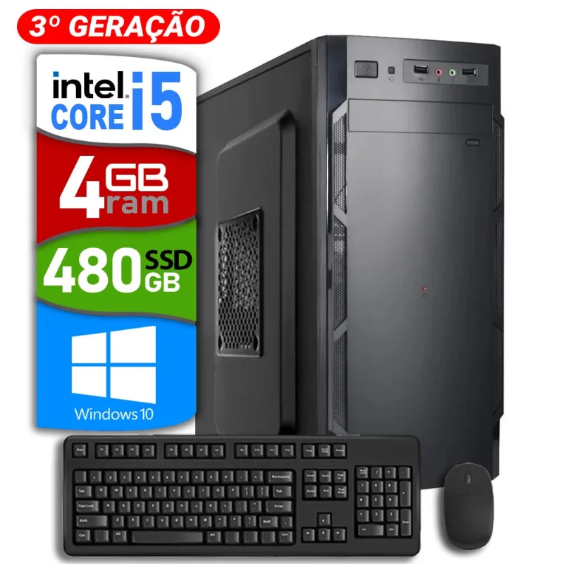 Computador Intel i5 3470 4Gb Ssd 480Gb + Kit