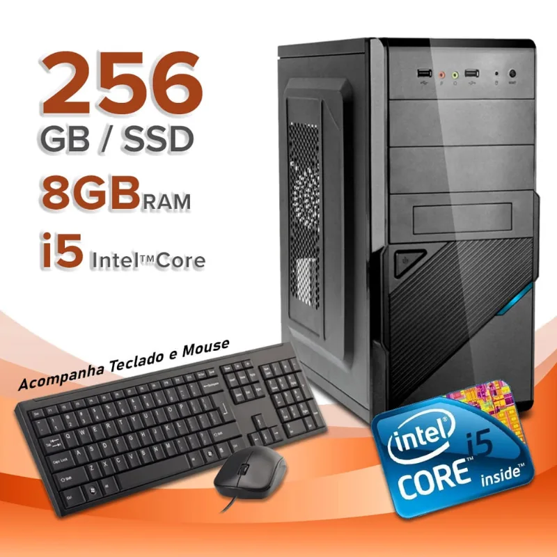Computador Completo Intel Core I5 8GB ssd 256GB Hdmi Teclado e Mouse