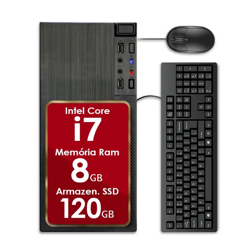 Computador Intel Core i7 8GB ssd 120GB 4 Núcleos Super Turbo Pc Hdmi Teclado e Mouse Strong Tech