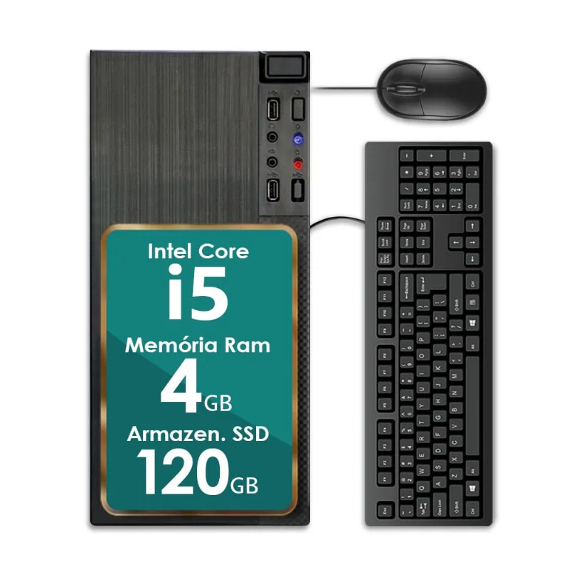 Computador Intel Core i5 4GB ssd 120GB 4 Núcleos Super Turbo Pc Hdmi Teclado e Mouse Strong Tech