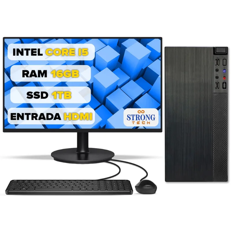 Computador Completo Intel Core i5 16GB ssd 1TB Monitor 17 4 Núcleos Super Turbo Pc Hdmi Teclado e Mouse Strong Tech